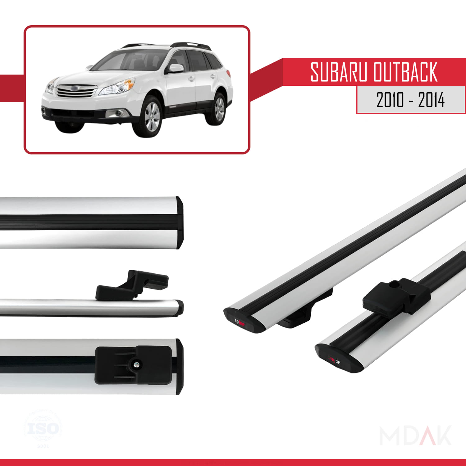 Subaru Outback 2010-2014 Arası ile Uyumlu BASIC Model Ara Atkı Tavan Barı Gri 2 Adet - Görsel 3