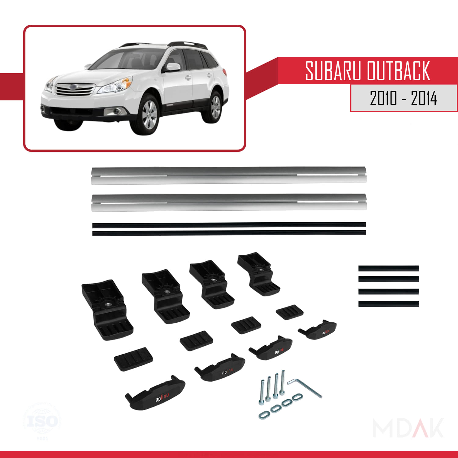Subaru Outback 2010-2014 Arası ile Uyumlu BASIC Model Ara Atkı Tavan Barı Gri 2 Adet - Görsel 6