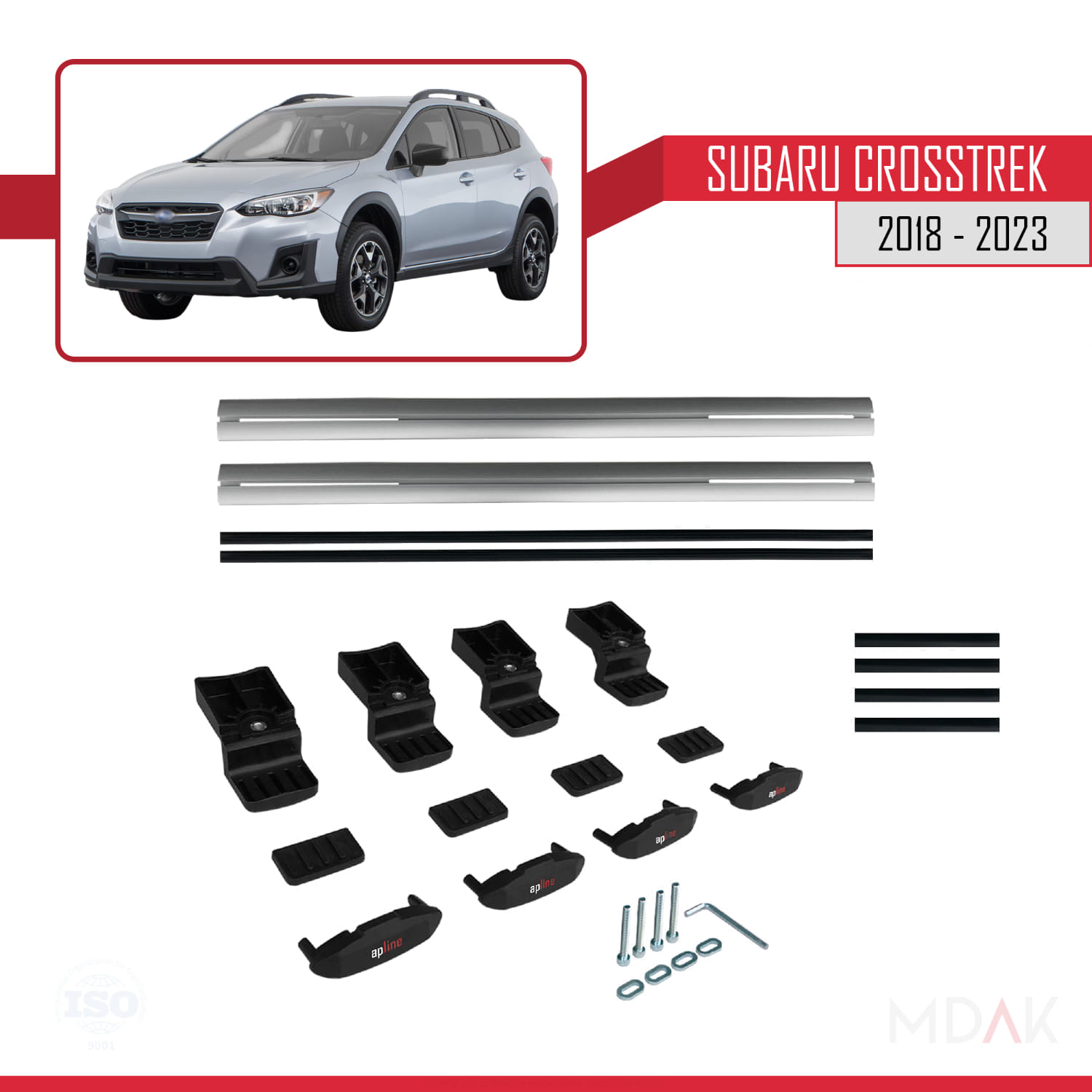 Subaru Crosstrek 2018-2023 Arası ile Uyumlu BASIC Model Ara Atkı Tavan Barı Gri 2 Adet - Görsel 6
