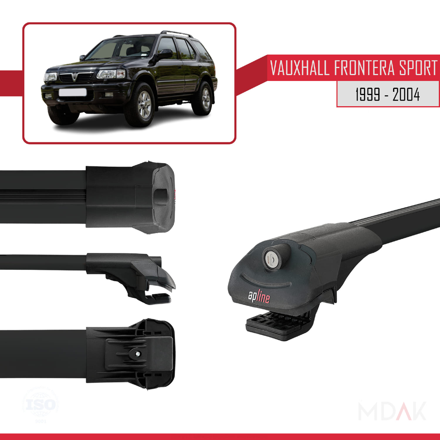 Vauxhall Frontera 2 Sport 1999-2004 Arası ile Uyumlu ACE-1 Ara Atkı Tavan Barı Siyah 3 Adet - Görsel 3