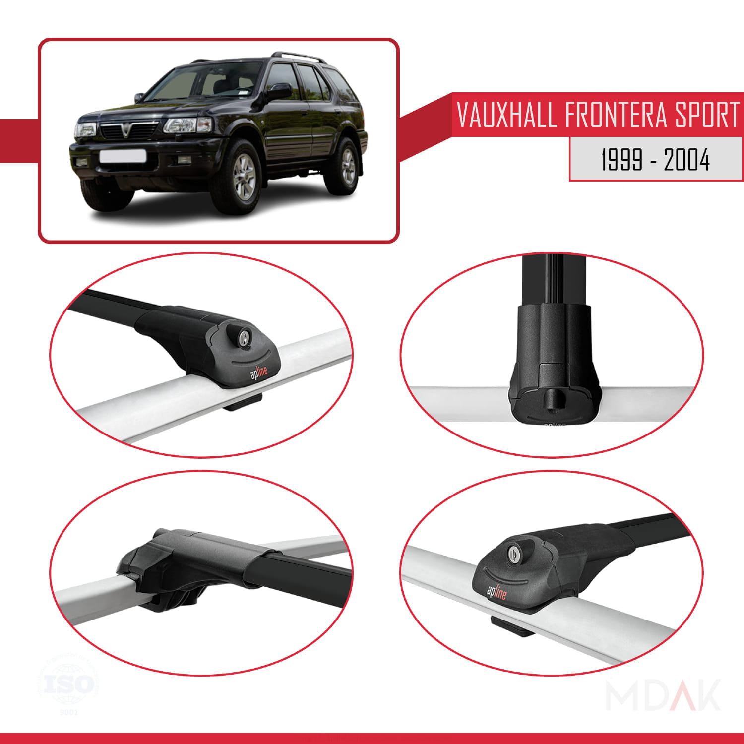 Vauxhall Frontera 2 Sport 1999-2004 Arası ile Uyumlu ACE-1 Ara Atkı Tavan Barı Siyah 3 Adet - Görsel 4