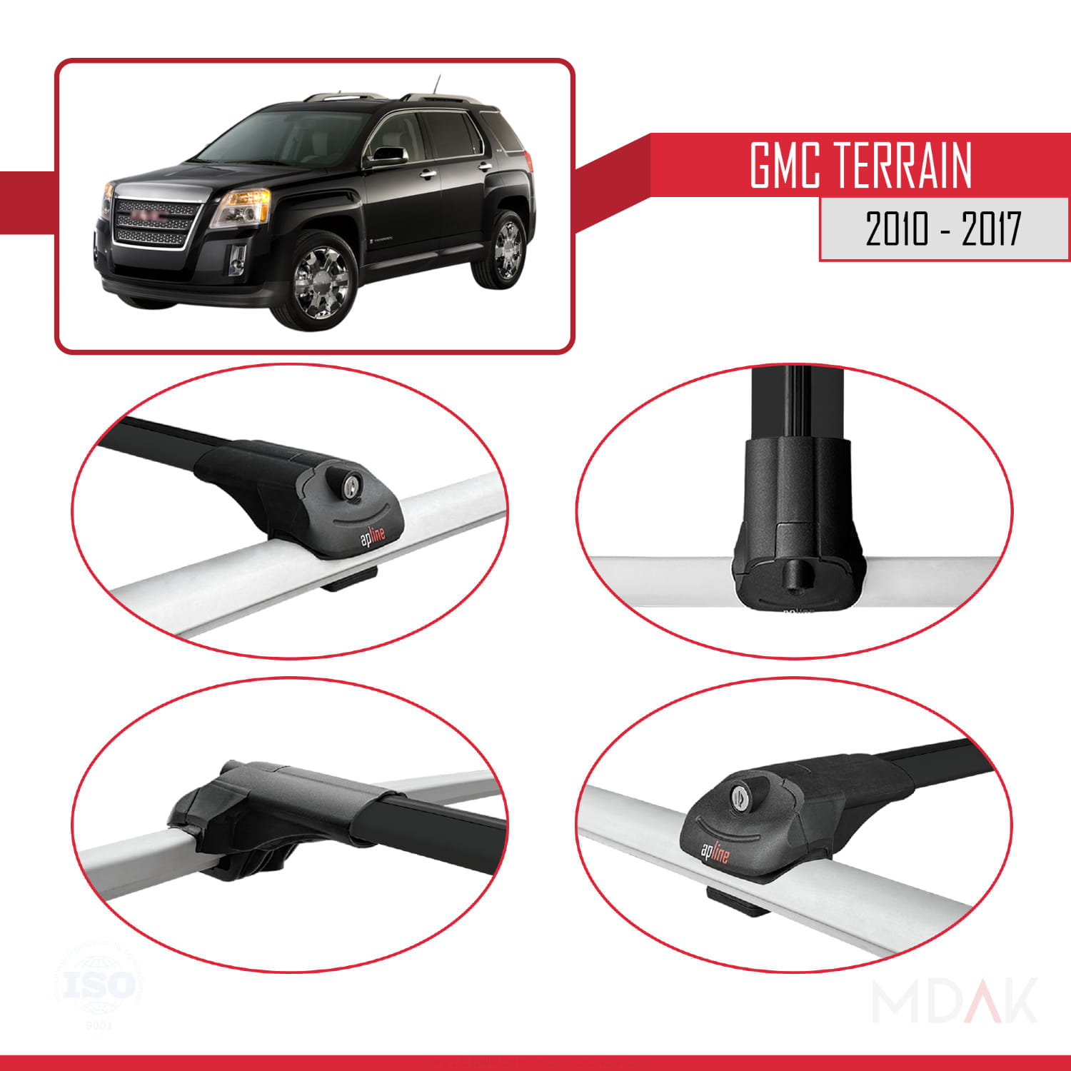 GMC Terrain 2010-2017 Arası ile Uyumlu ACE-1 Ara Atkı Tavan Barı Siyah 3 Adet - Görsel 4