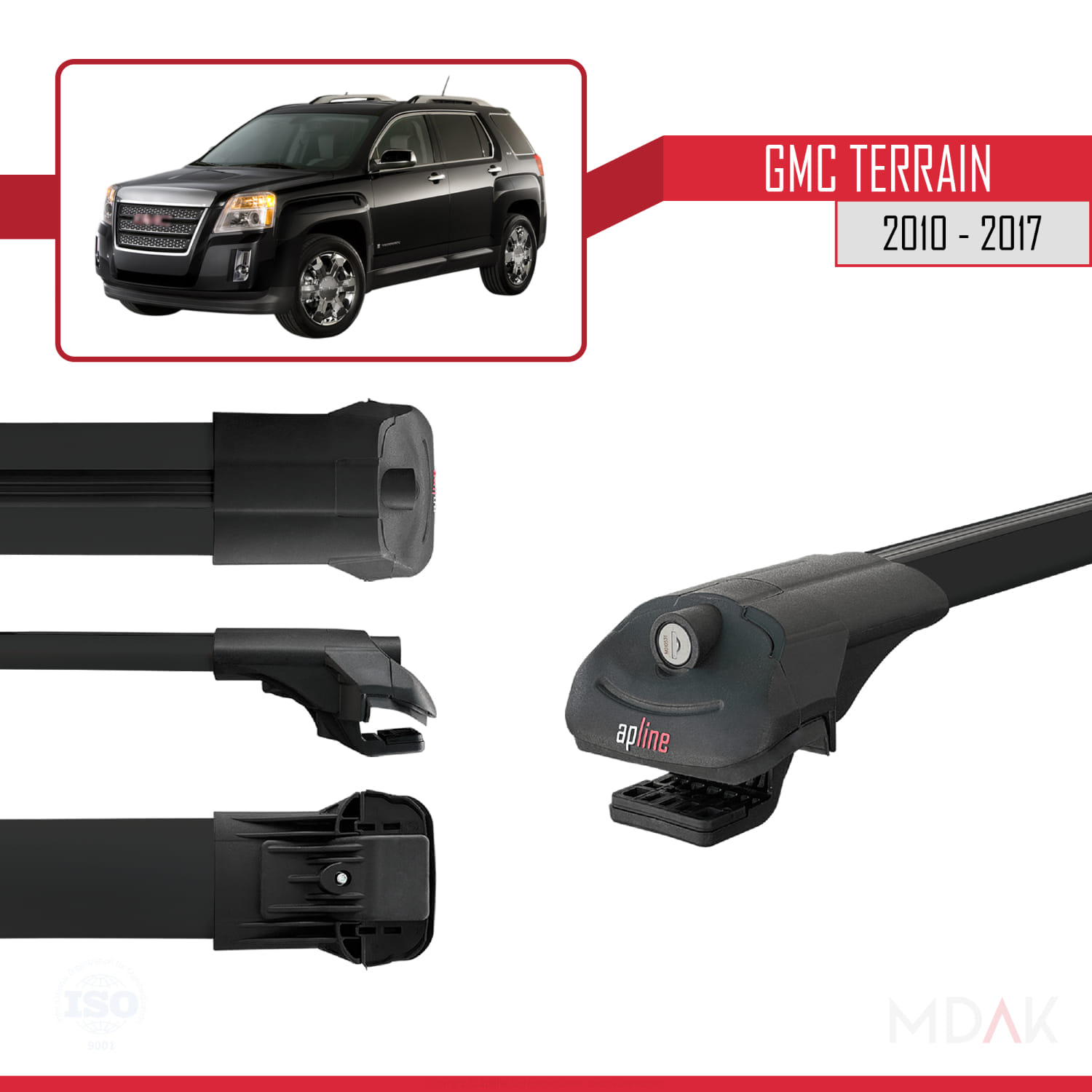 GMC Terrain 2010-2017 Arası ile Uyumlu ACE-1 Ara Atkı Tavan Barı Siyah 2 Adet - Görsel 3