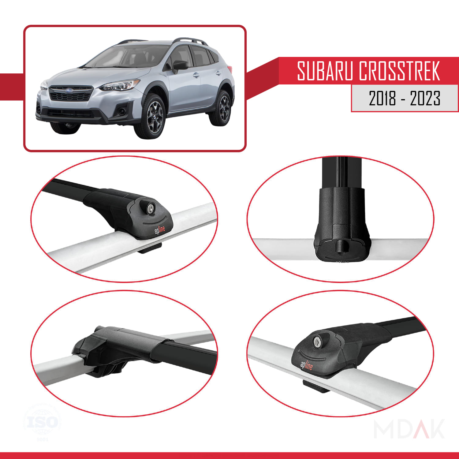Subaru Crosstrek 2018-2023 Arası ile Uyumlu ACE-1 Ara Atkı Tavan Barı Siyah 2 Adet - Görsel 4