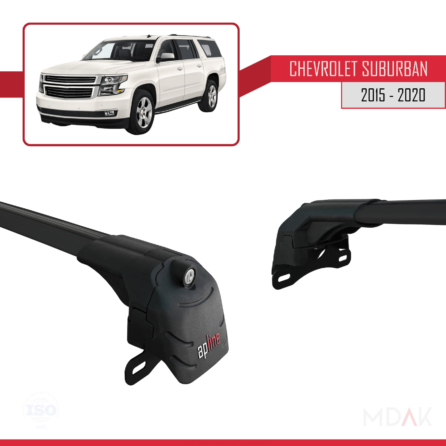 Chevrolet Suburban 2015-2020 Arası ile Uyumlu ACE-2 Ara Atkı Tavan Barı Siyah 2 Adet - Görsel 3