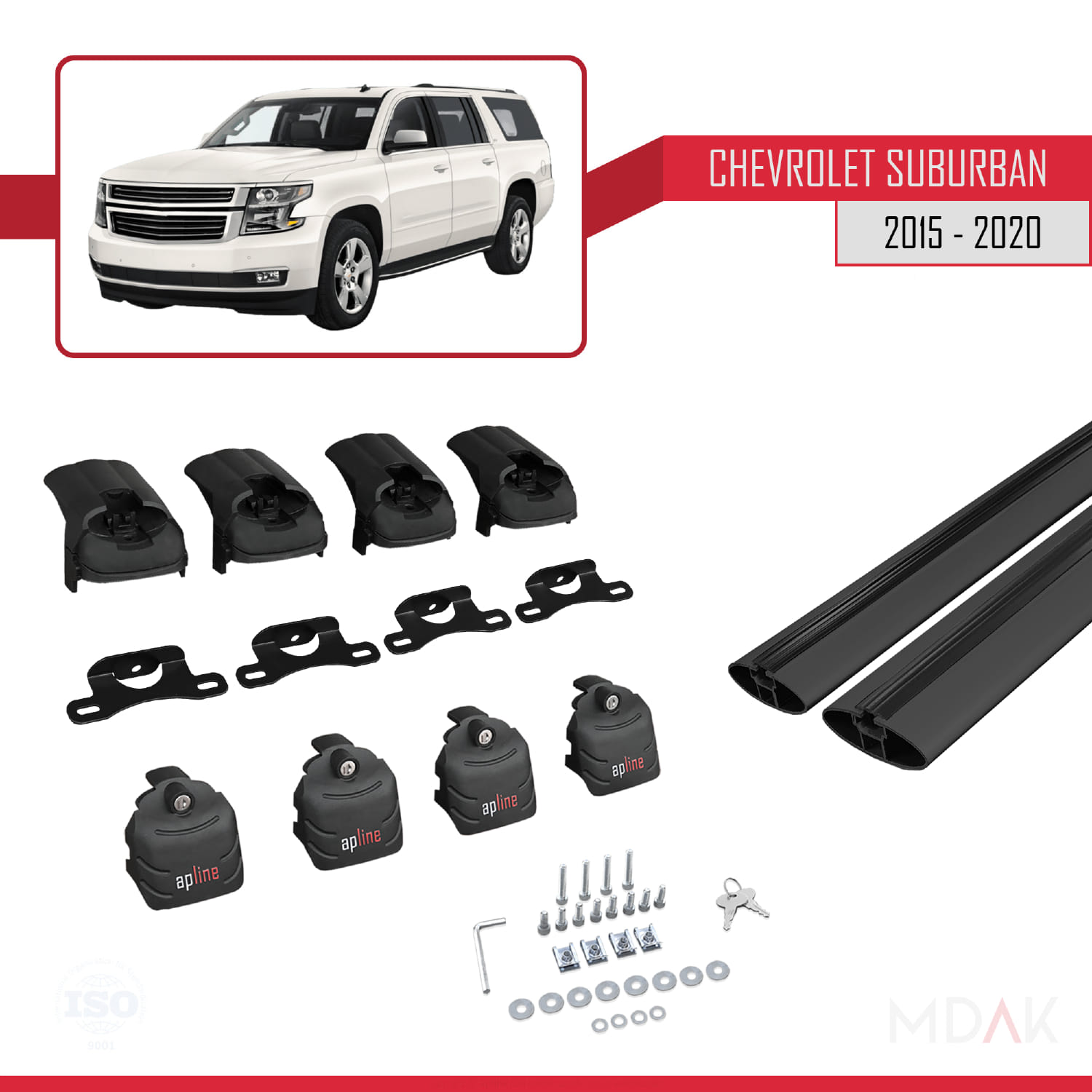 Chevrolet Suburban 2015-2020 Arası ile Uyumlu ACE-2 Ara Atkı Tavan Barı Siyah 2 Adet - Görsel 5