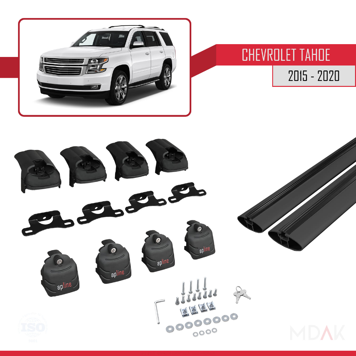 Chevrolet Tahoe 4 2015-2020 Arası ile Uyumlu ACE-2 Ara Atkı Tavan Barı Siyah 2 Adet - Görsel 5