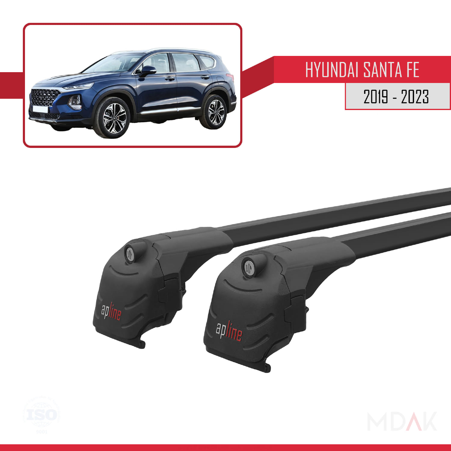Hyundai Santa Fe 4 (TM) 2019-2023 Arası ile Uyumlu ACE-2 Ara Atkı Tavan Barı Siyah 2 Adet - Görsel 9