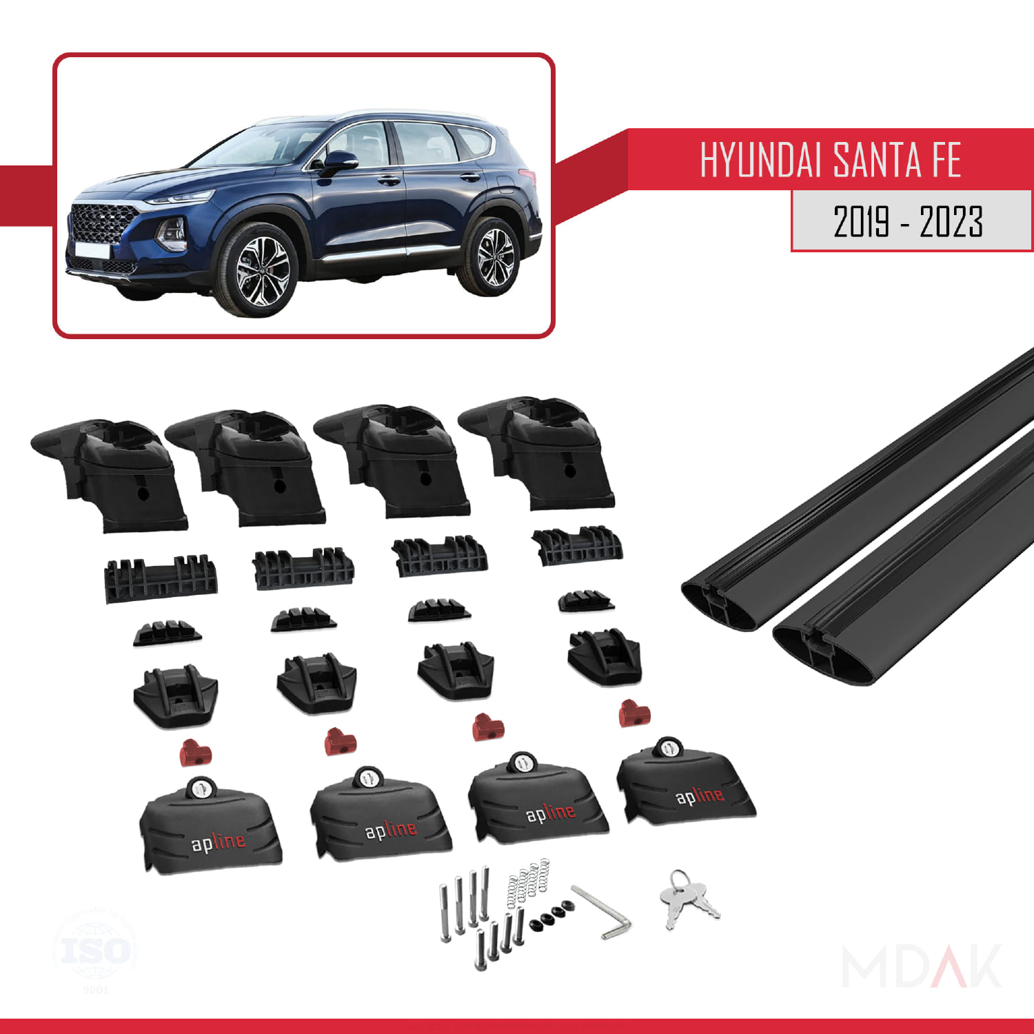 Hyundai Santa Fe 4 (TM) 2019-2023 Arası ile Uyumlu ACE-2 Ara Atkı Tavan Barı Siyah 2 Adet - Görsel 5