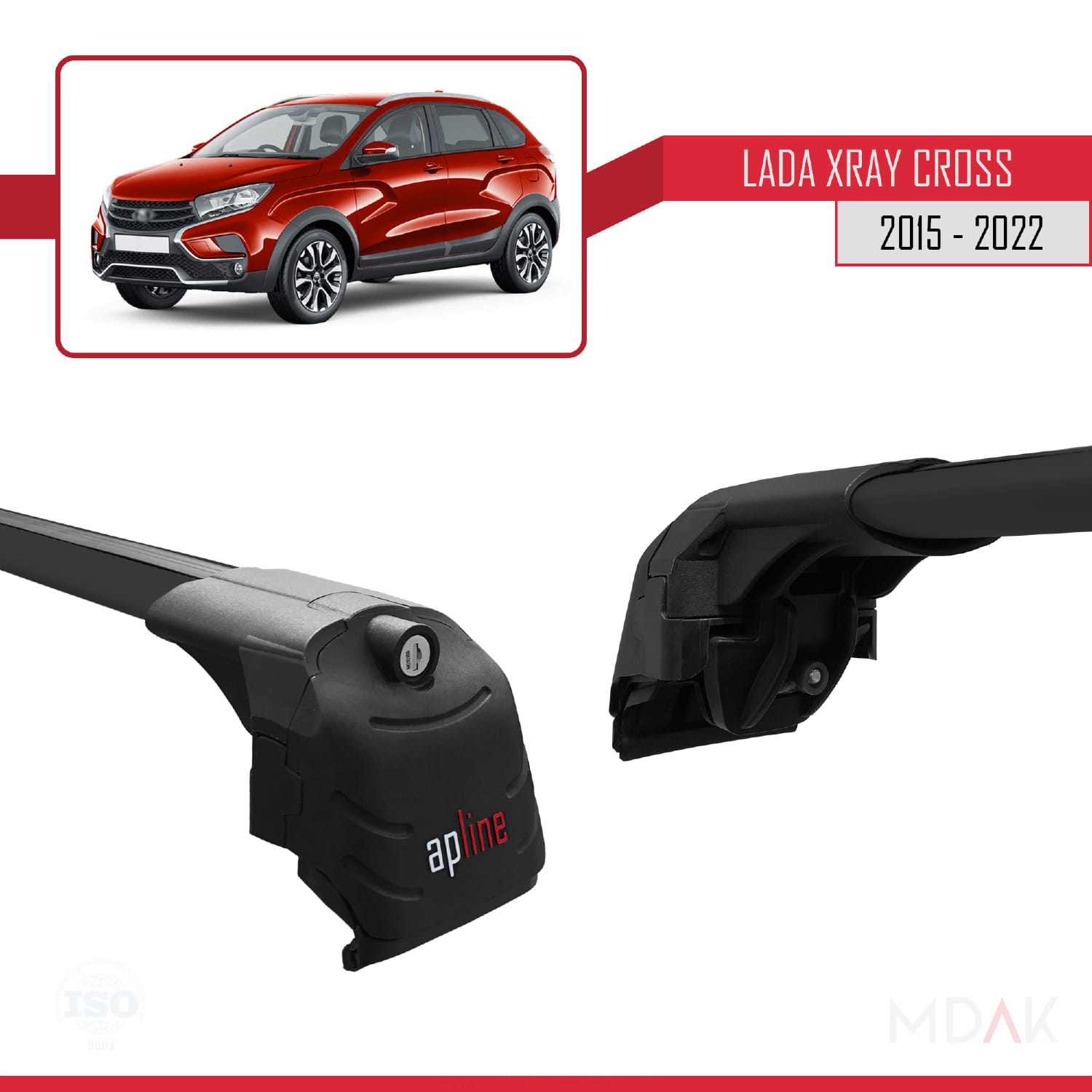 Lada Xray 2015-2022 Arası ile Uyumlu ACE-2 Ara Atkı Tavan Barı Siyah 2 Adet - Görsel 3