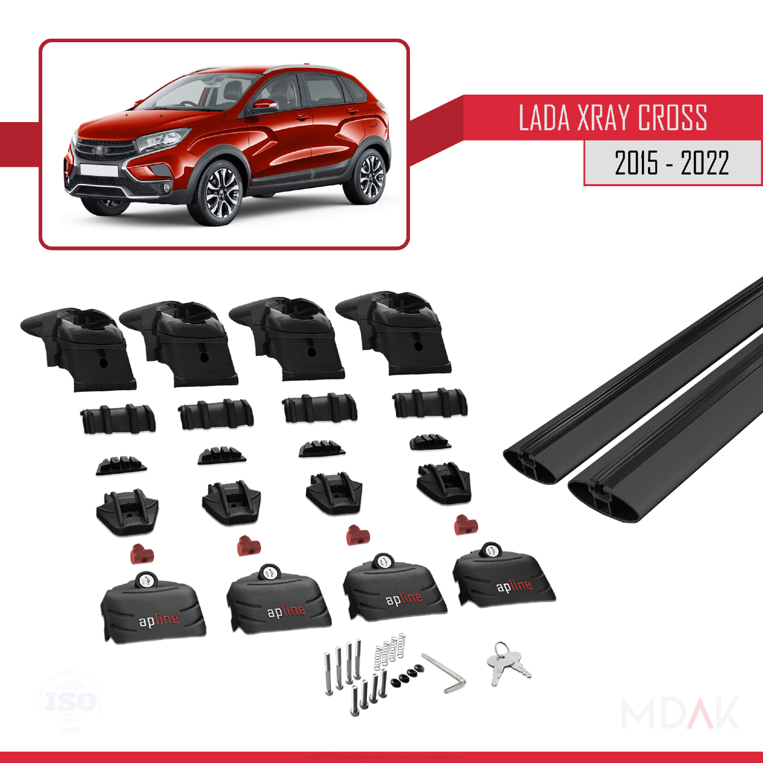Lada Xray 2015-2022 Arası ile Uyumlu ACE-2 Ara Atkı Tavan Barı Siyah 2 Adet - Görsel 5