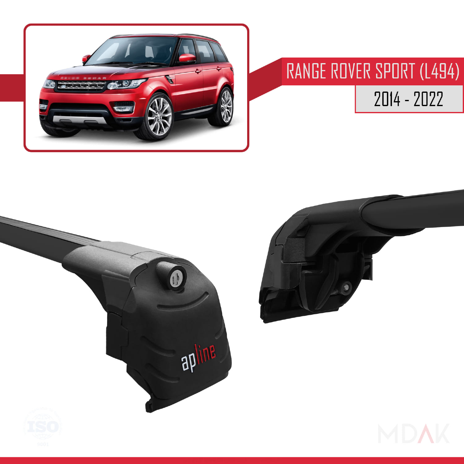 Land Rover Range Rover Sport 2 (L494) 2014-2022 Arası ile Uyumlu ACE-2 Ara Atkı Tavan Barı Siyah 2 Adet - Görsel 3