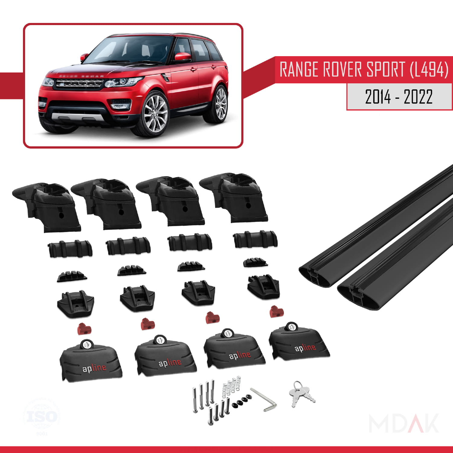 Land Rover Range Rover Sport 2 (L494) 2014-2022 Arası ile Uyumlu ACE-2 Ara Atkı Tavan Barı Siyah 2 Adet - Görsel 5