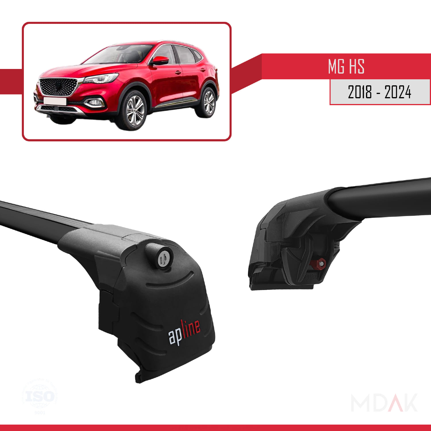 MG HS (AS23) 2018-2024 Arası ile Uyumlu ACE-2 Ara Atkı Tavan Barı Siyah 2 Adet - Görsel 3