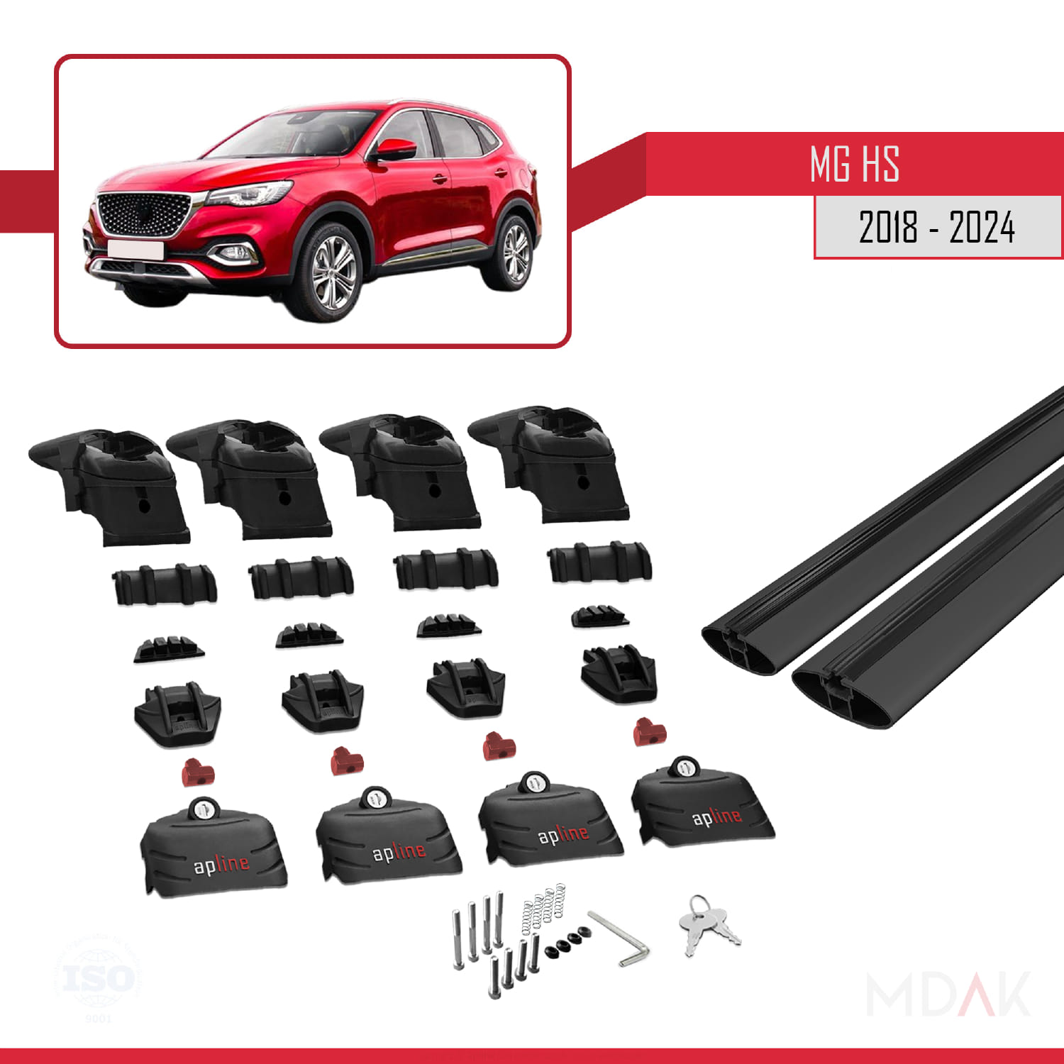 MG HS (AS23) 2018-2024 Arası ile Uyumlu ACE-2 Ara Atkı Tavan Barı Siyah 2 Adet - Görsel 5