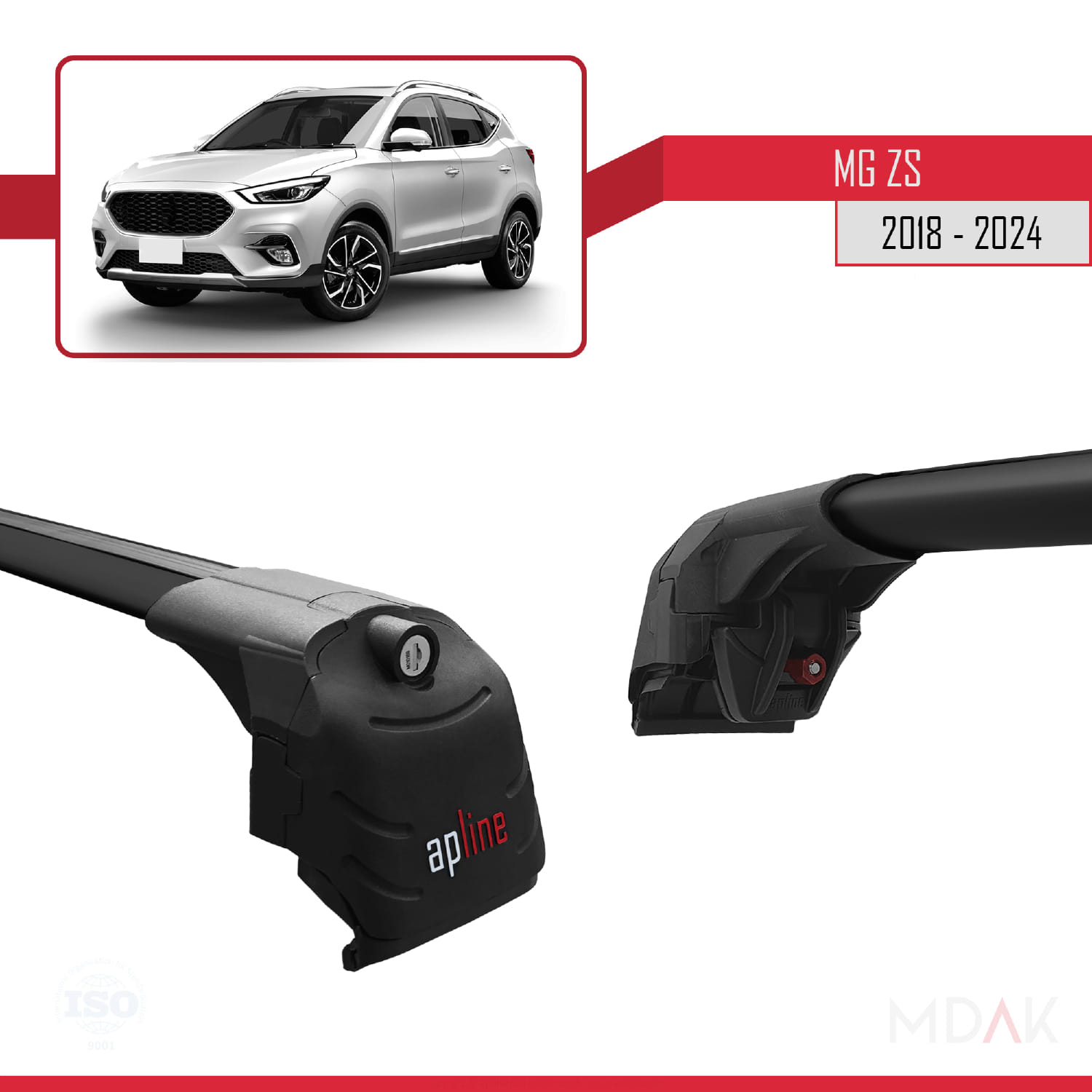 MG ZS 2018-2024 Arası ile Uyumlu ACE-2 Ara Atkı Tavan Barı Siyah 2 Adet - Görsel 3