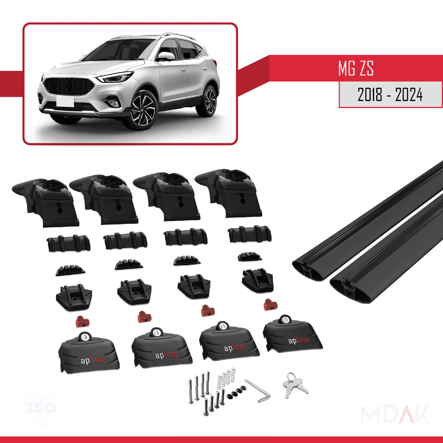 MG ZS 2018-2024 Arası ile Uyumlu ACE-2 Ara Atkı Tavan Barı Siyah 2 Adet - Görsel 5