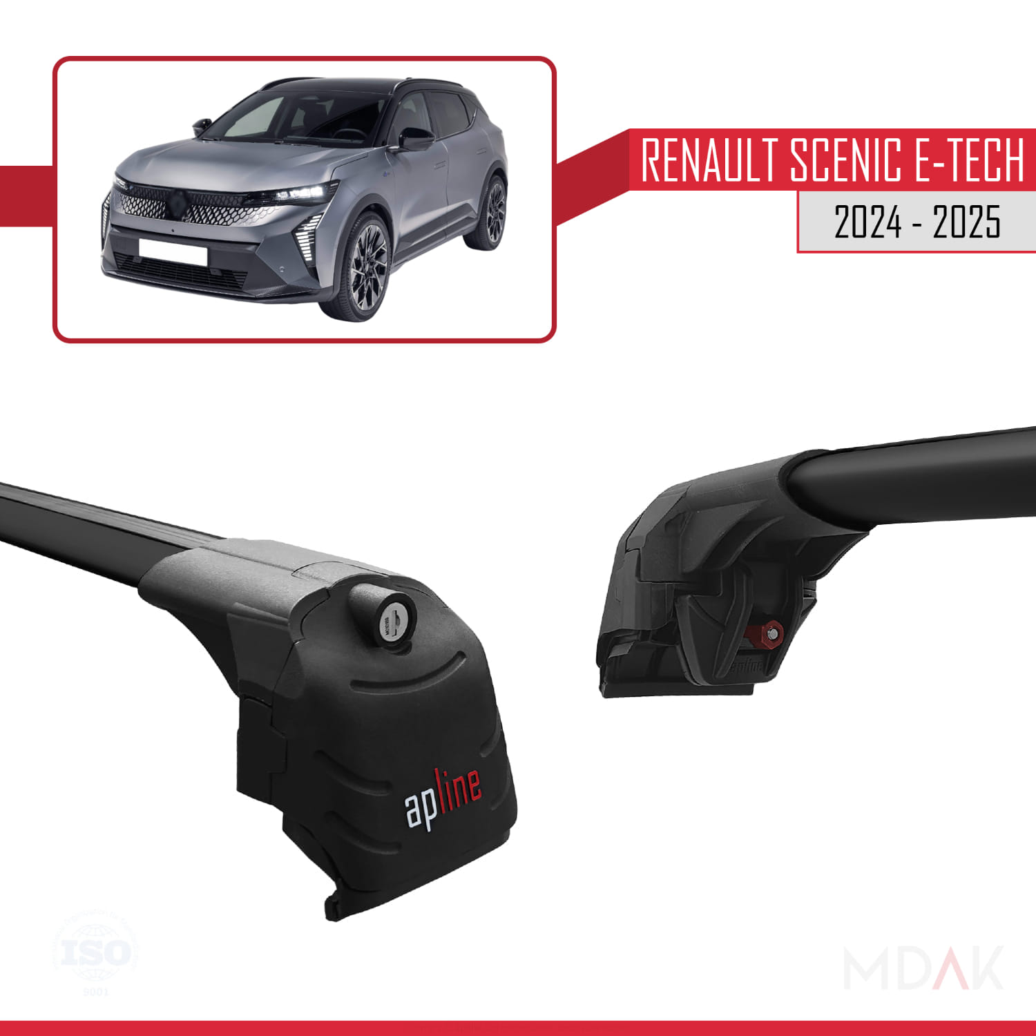 Renault Scenic E-Tech 2024-2025 Arası ile Uyumlu ACE-2 Ara Atkı Tavan Barı Siyah 2 Adet - Görsel 3
