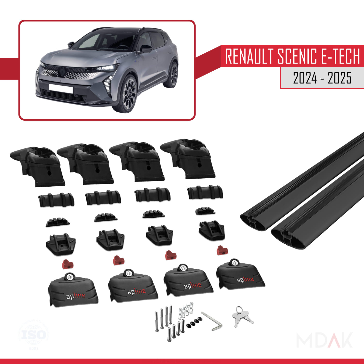 Renault Scenic E-Tech 2024-2025 Arası ile Uyumlu ACE-2 Ara Atkı Tavan Barı Siyah 2 Adet - Görsel 5