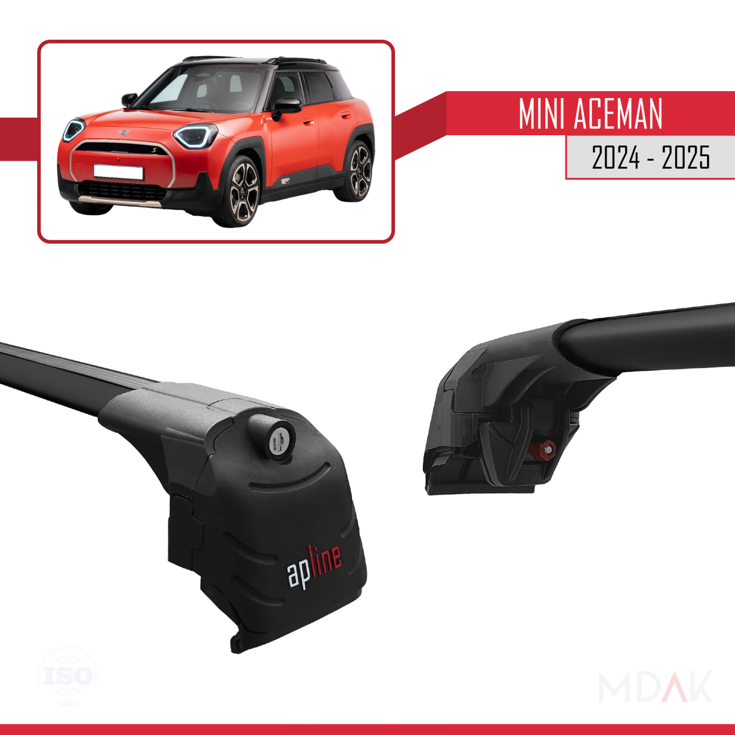 Mini Aceman SE 2024-2025 Arası ile Uyumlu ACE-2 Ara Atkı Tavan Barı Siyah 2 Adet - Görsel 3
