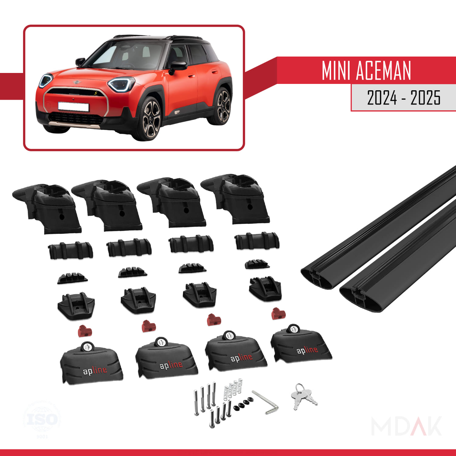 Mini Aceman SE 2024-2025 Arası ile Uyumlu ACE-2 Ara Atkı Tavan Barı Siyah 2 Adet - Görsel 5