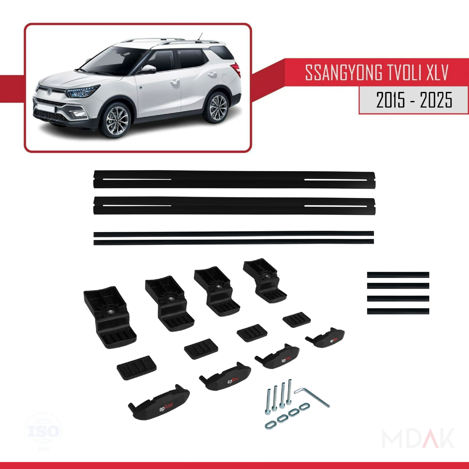 Ssangyong Tivoli XLV 2015-2023 Arası ile Uyumlu BASIC Model Ara Atkı Tavan Barı Siyah 2 Adet - Görsel 6