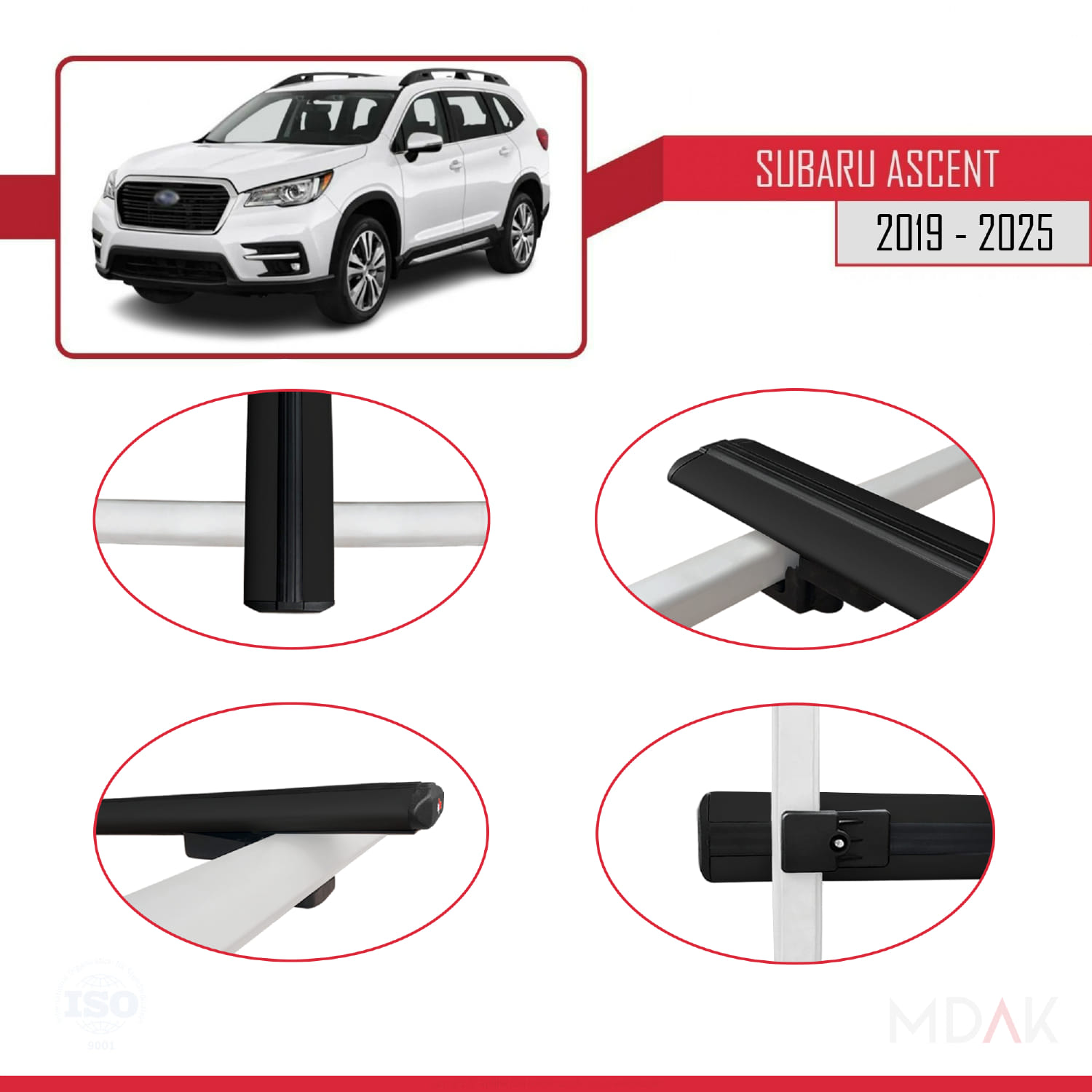 Subaru Ascent 2019 ve Sonrası ile Uyumlu BASIC Model Ara Atkı Tavan Barı Siyah 2 Adet - Görsel 4