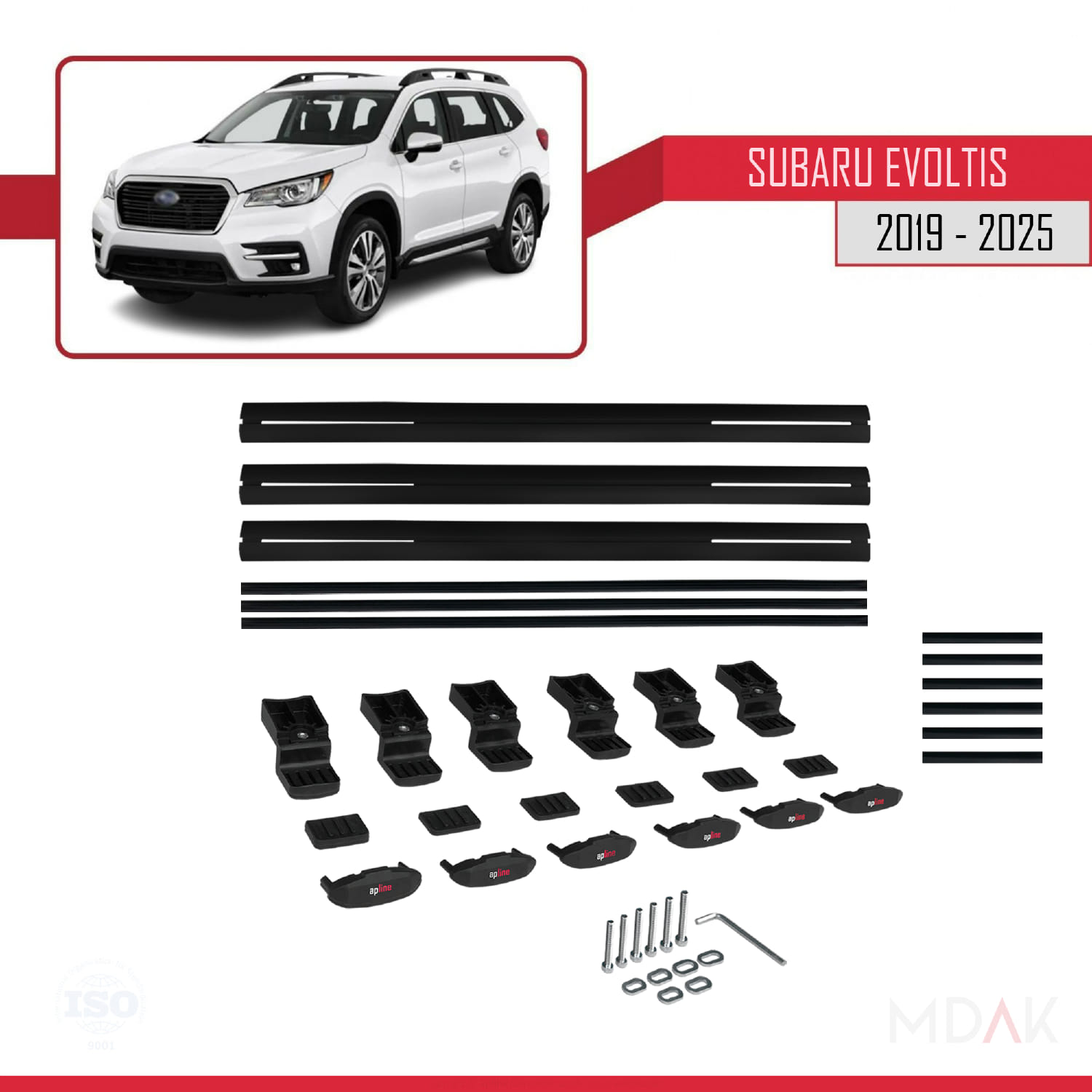 Subaru Evoltis 2019 ve Sonrası ile Uyumlu BASIC Model Ara Atkı Tavan Barı Siyah 3 Adet - Görsel 6