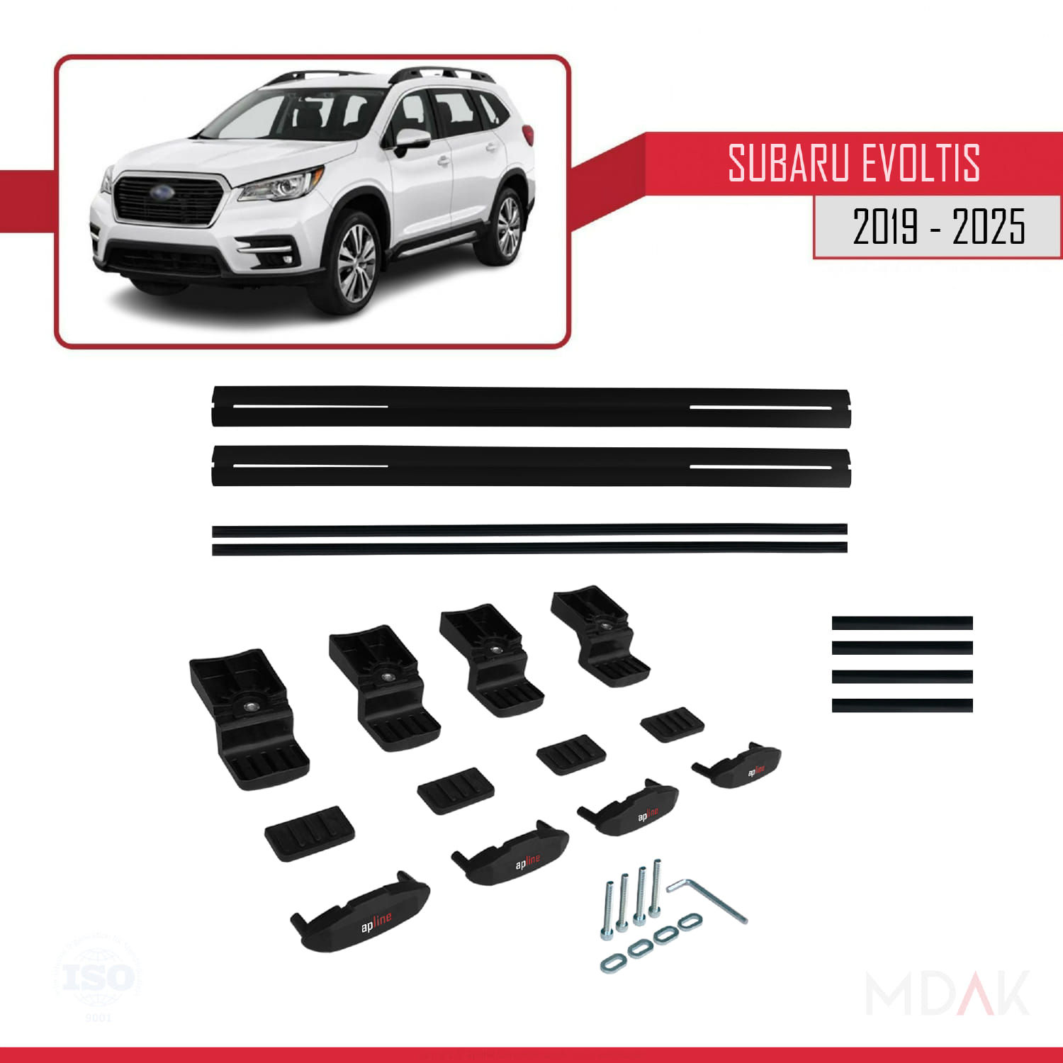Subaru Evoltis 2019 ve Sonrası ile Uyumlu BASIC Model Ara Atkı Tavan Barı Siyah 2 Adet - Görsel 6