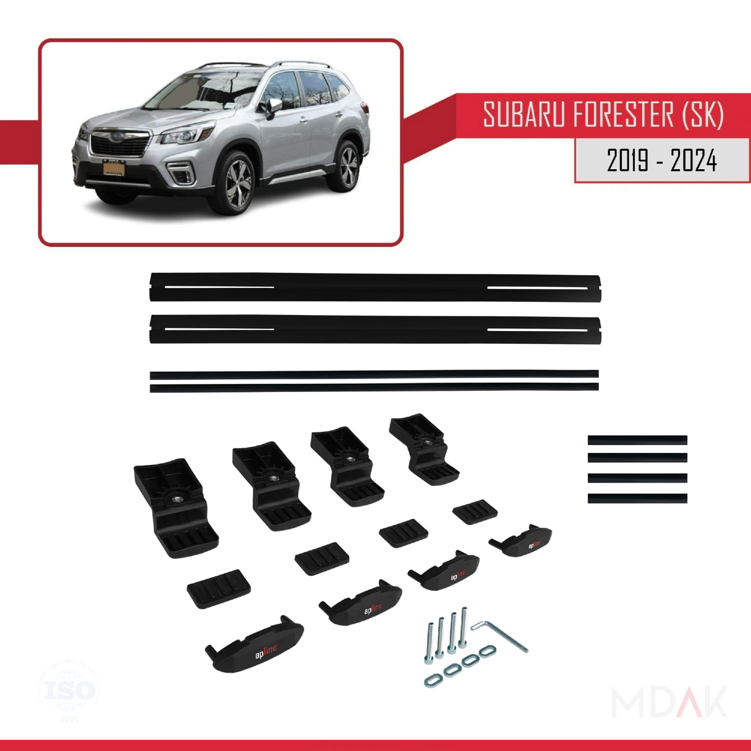Subaru Forester 5 (SK) 2019-2024 Arası ile Uyumlu BASIC Model Ara Atkı Tavan Barı Siyah 2 Adet - Görsel 6