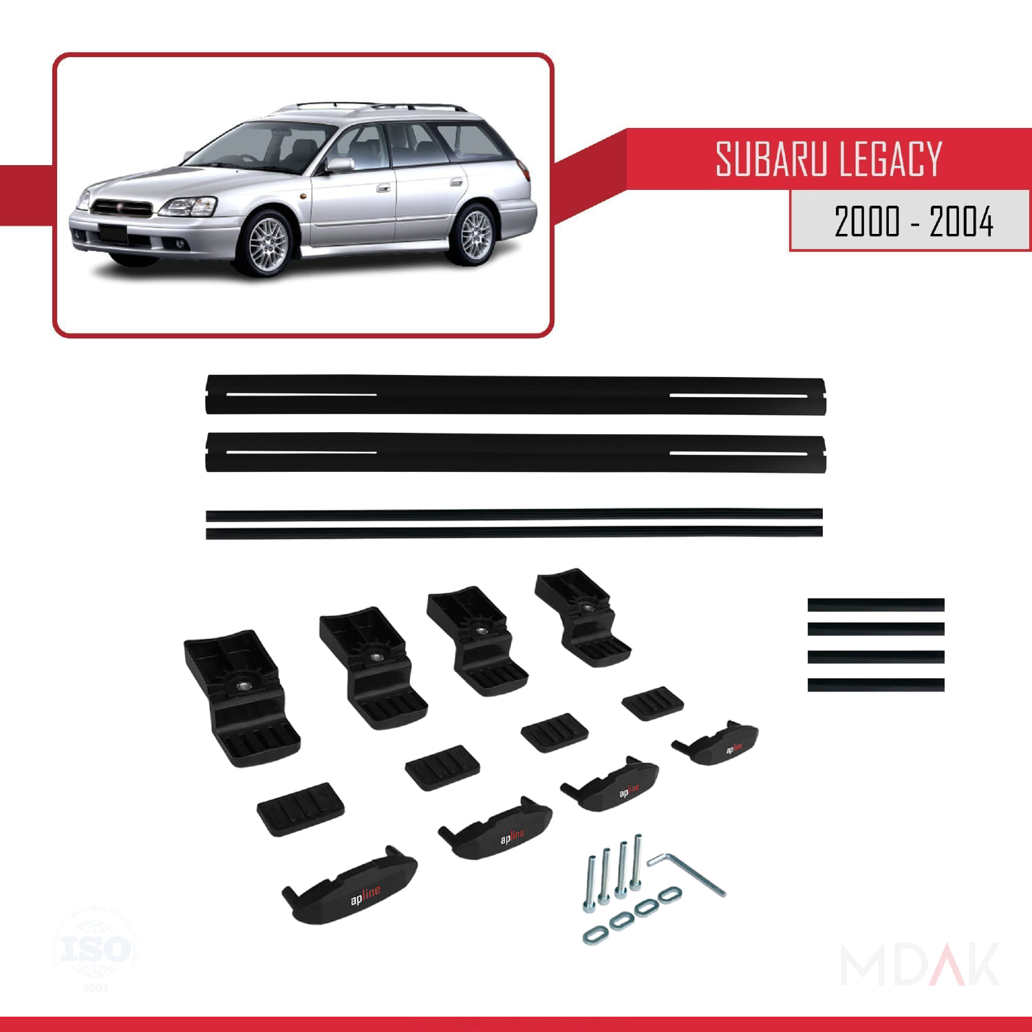 Subaru Legacy 3 (BE) 2000-2004 Arası ile Uyumlu BASIC Model Ara Atkı Tavan Barı Siyah 2 Adet - Görsel 6