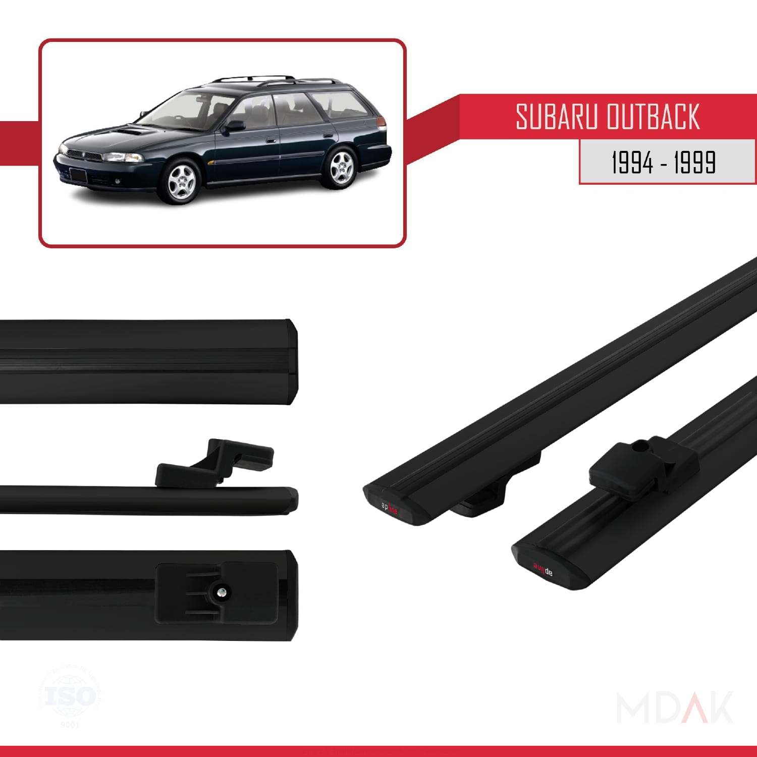 Subaru Outback 1994-1999 Arası ile Uyumlu BASIC Model Ara Atkı Tavan Barı Siyah 2 Adet - Görsel 3
