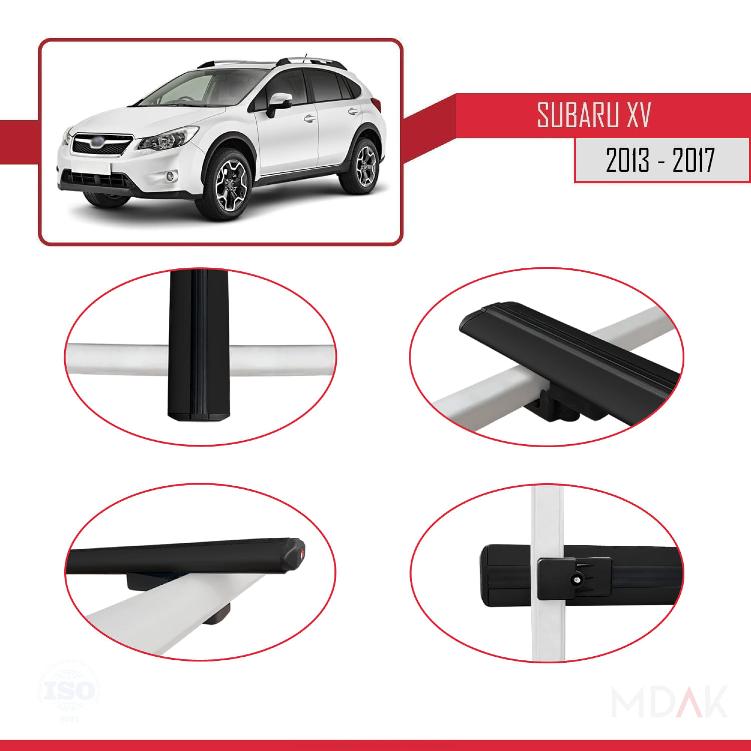 Subaru XV 2013-2017 Arası ile Uyumlu BASIC Model Ara Atkı Tavan Barı Siyah 3 Adet - Görsel 4