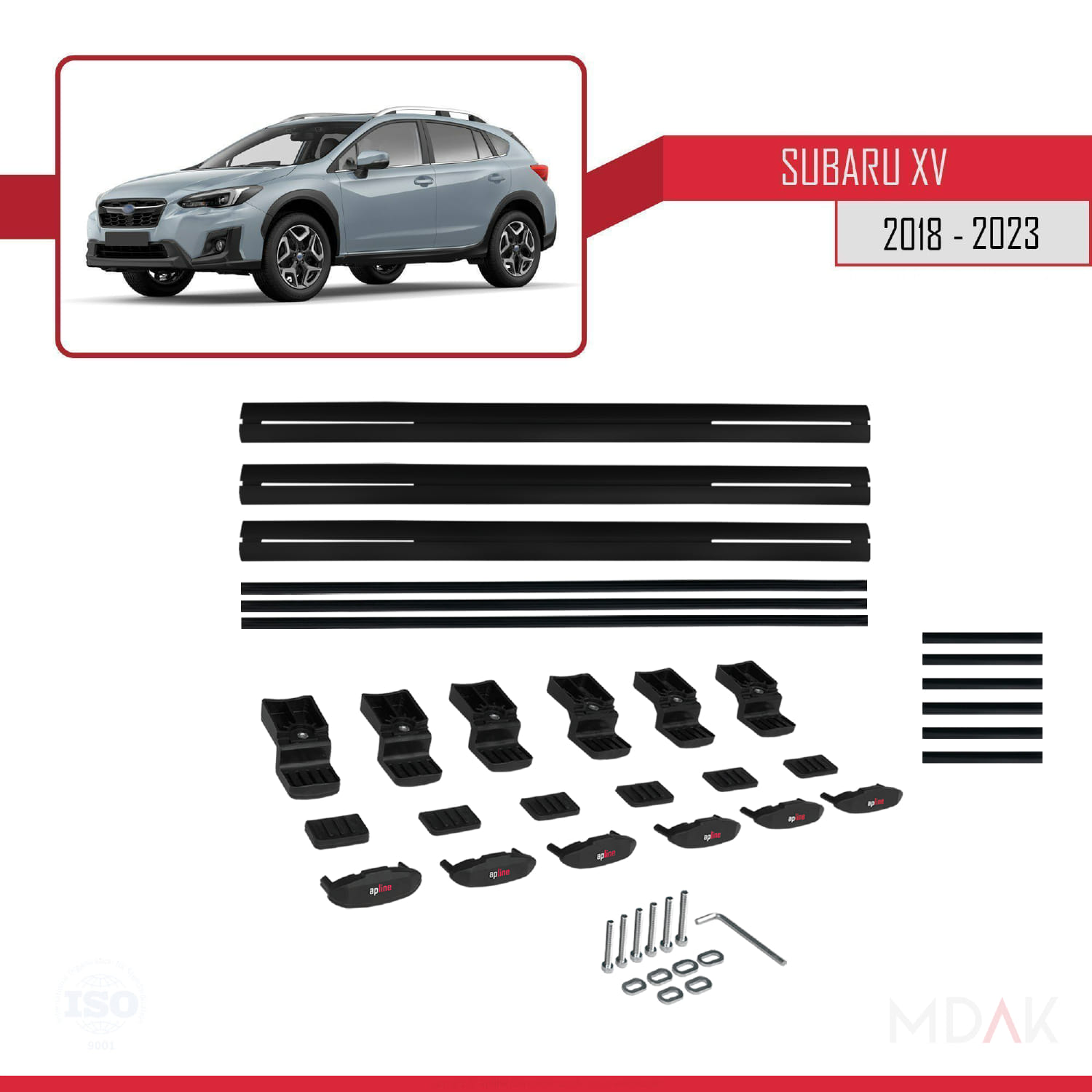 Subaru Legacy 2 (BD) 1994-1999 Arası ile Uyumlu BASIC Model Ara Atkı Tavan Barı Siyah 3 Adet - Görsel 6