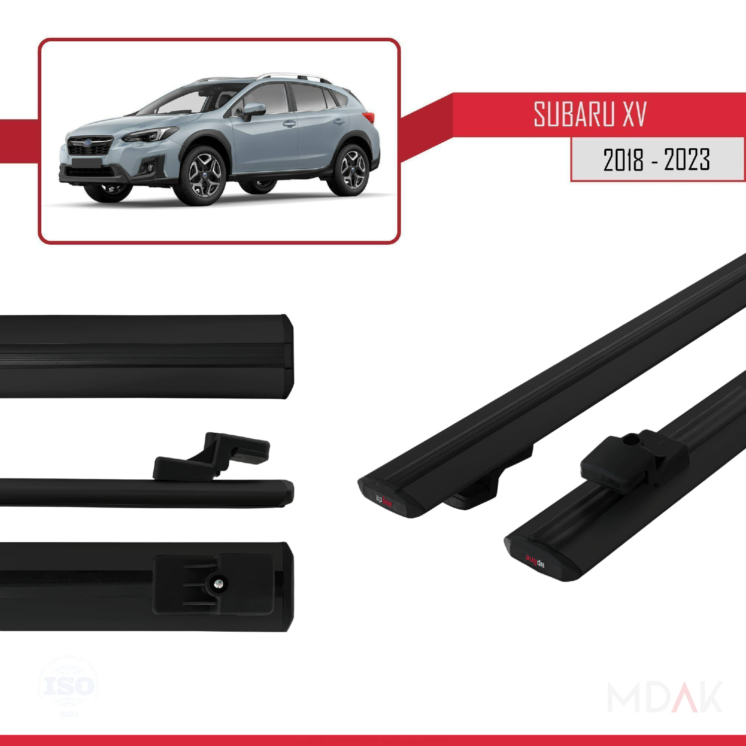 Subaru XV 2 2018-2023 Arası ile Uyumlu BASIC Model Ara Atkı Tavan Barı Siyah 2 Adet - Görsel 3