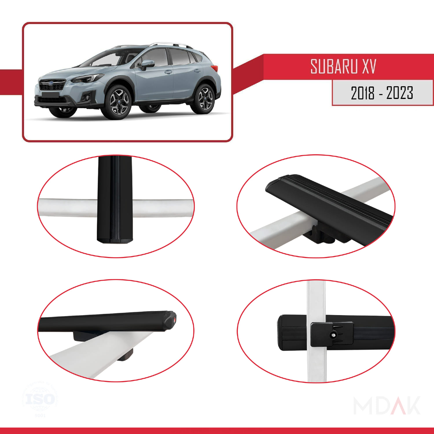 Subaru XV 2 2018-2023 Arası ile Uyumlu BASIC Model Ara Atkı Tavan Barı Siyah 2 Adet - Görsel 4