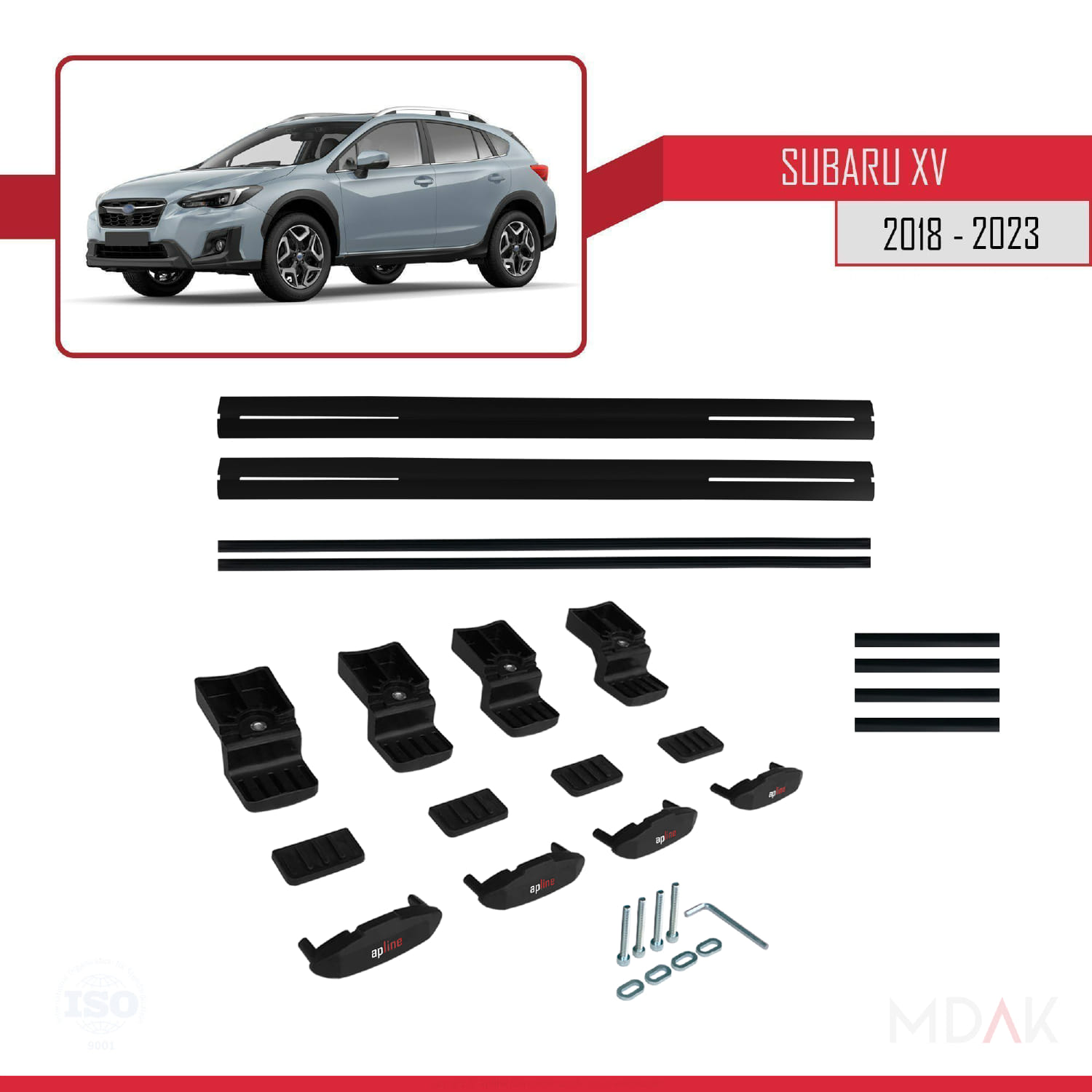 Subaru XV 2 2018-2023 Arası ile Uyumlu BASIC Model Ara Atkı Tavan Barı Siyah 2 Adet - Görsel 6