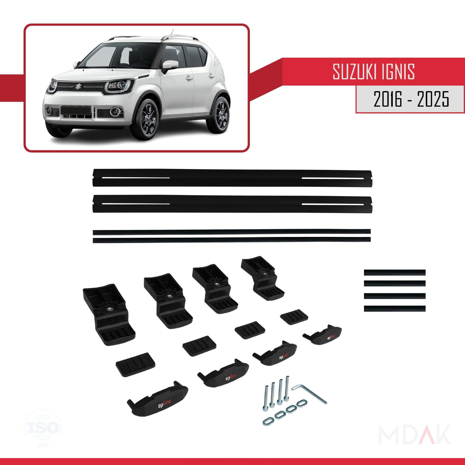 Suzuki Ignis 2016 ve Sonrası ile Uyumlu BASIC Model Ara Atkı Tavan Barı Siyah 2 Adet - Görsel 6