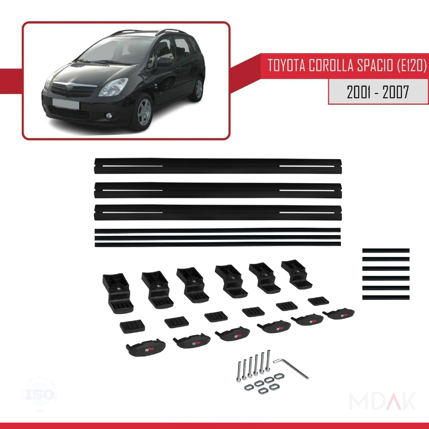 Suzuki XL-7 1998-2006 Arası ile Uyumlu BASIC Model Ara Atkı Tavan Barı Siyah 3 Adet - Görsel 6