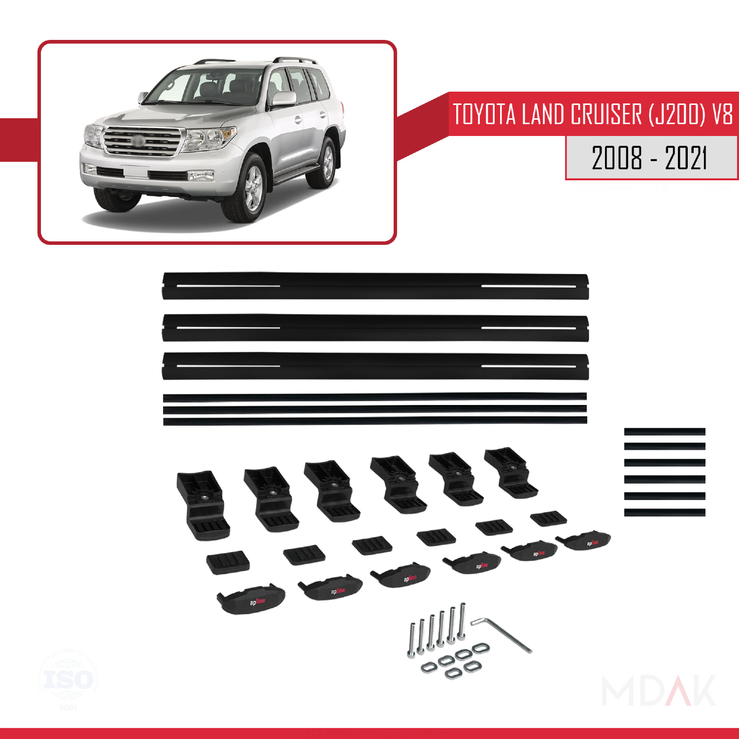 Toyota Corolla Spacio 2 (E120) 2001-2007 Arası ile Uyumlu BASIC Model Ara Atkı Tavan Barı Siyah 3 Adet - Görsel 6