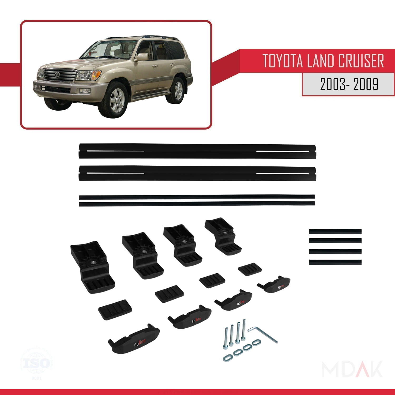 Toyota Land Cruiser (J100) 2003-2007 Arası ile Uyumlu BASIC Model Ara Atkı Tavan Barı Siyah 2 Adet - Görsel 6