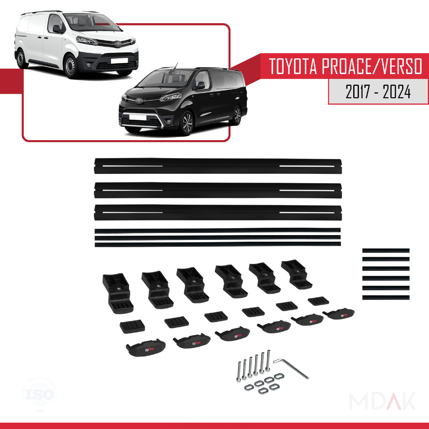 Toyota Land Cruiser V8 (J200) 2008-2021 Arası ile Uyumlu BASIC Model Ara Atkı Tavan Barı Siyah 3 Adet - Görsel 6