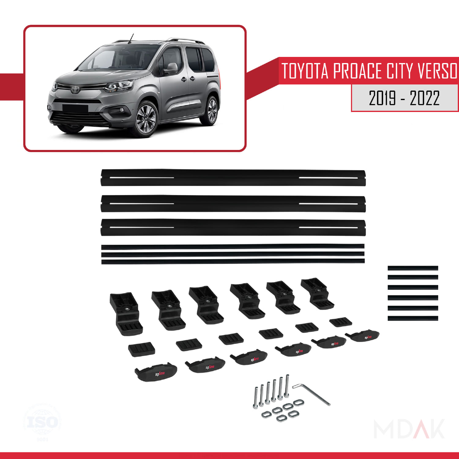 Toyota Land Cruiser (J100) 2003-2007 Arası ile Uyumlu BASIC Model Ara Atkı Tavan Barı Siyah 3 Adet - Görsel 6