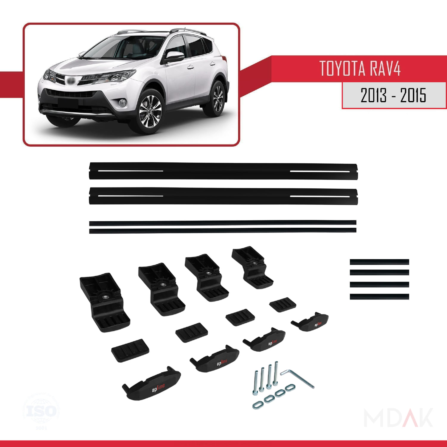 Toyota RAV4 IV (XA40) Pre-Facelift 2013-2015 Arası ile Uyumlu BASIC Model Ara Atkı Tavan Barı Siyah 2 Adet - Görsel 6