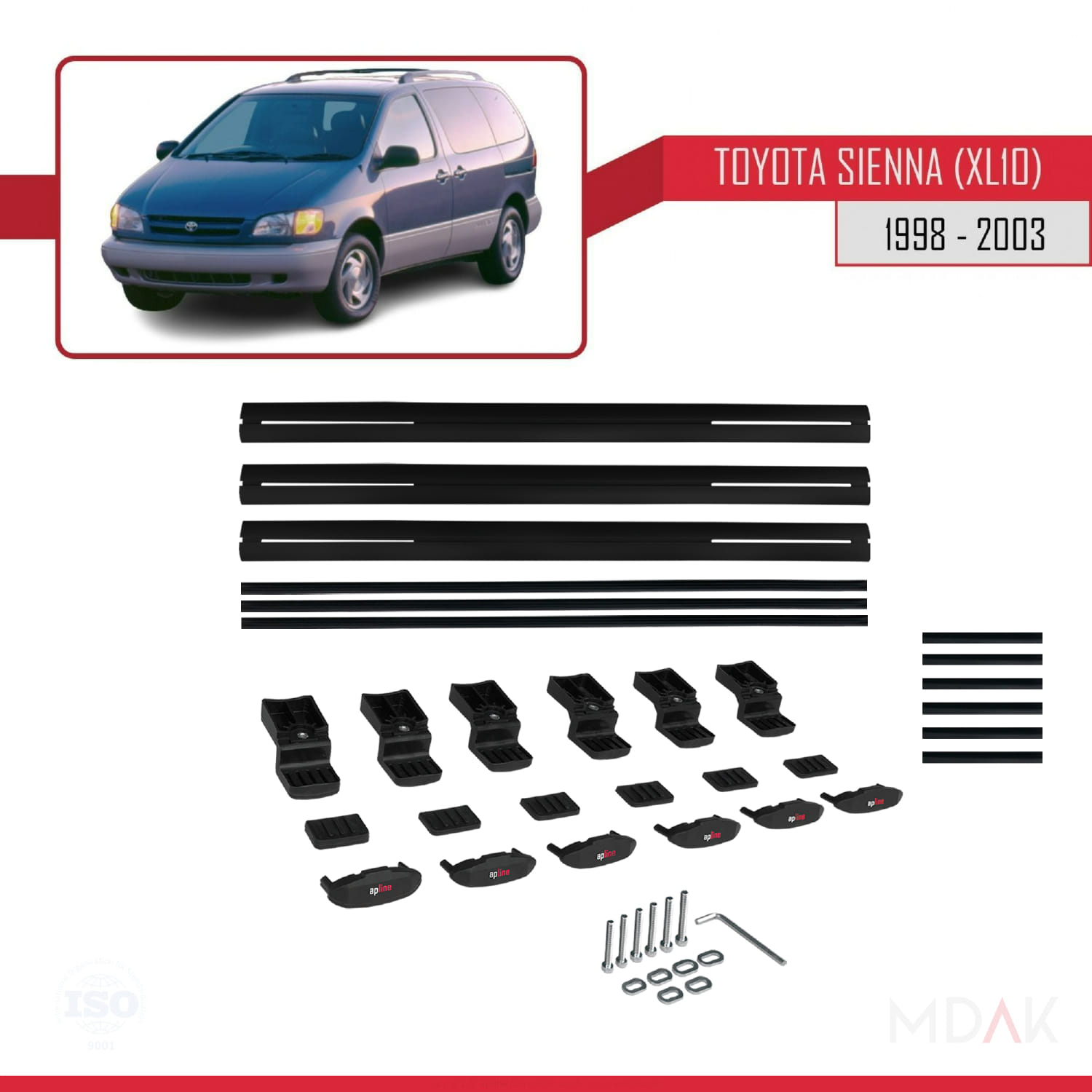 Toyota Proace City 2019-2022 Arası ile Uyumlu BASIC Model Ara Atkı Tavan Barı Siyah 3 Adet - Görsel 6