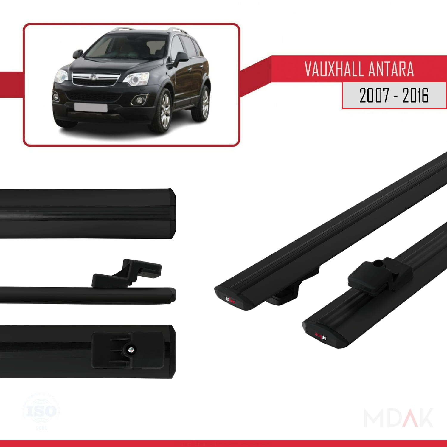 Vauxhall Antara 2007-2016 Arası ile Uyumlu BASIC Model Ara Atkı Tavan Barı Siyah 2 Adet - Görsel 3