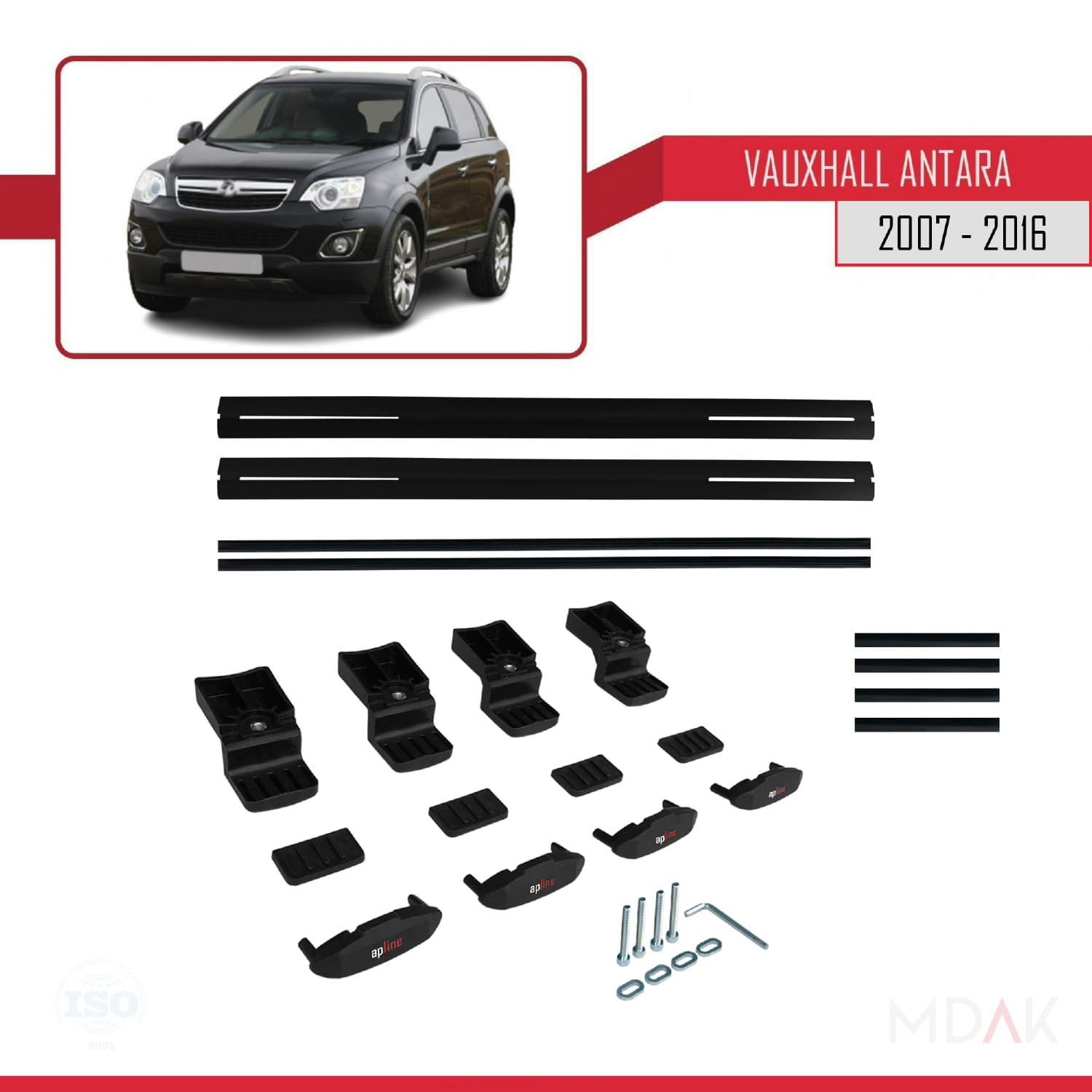 Vauxhall Antara 2007-2016 Arası ile Uyumlu BASIC Model Ara Atkı Tavan Barı Siyah 2 Adet - Görsel 6