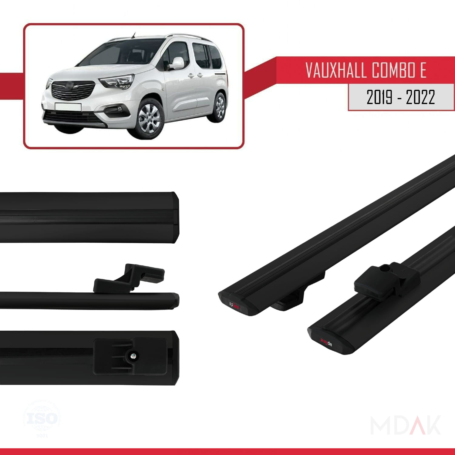 Vauxhall Combo E Life 2019-2022 Arası ile Uyumlu BASIC Model Ara Atkı Tavan Barı Siyah 2 Adet - Görsel 3