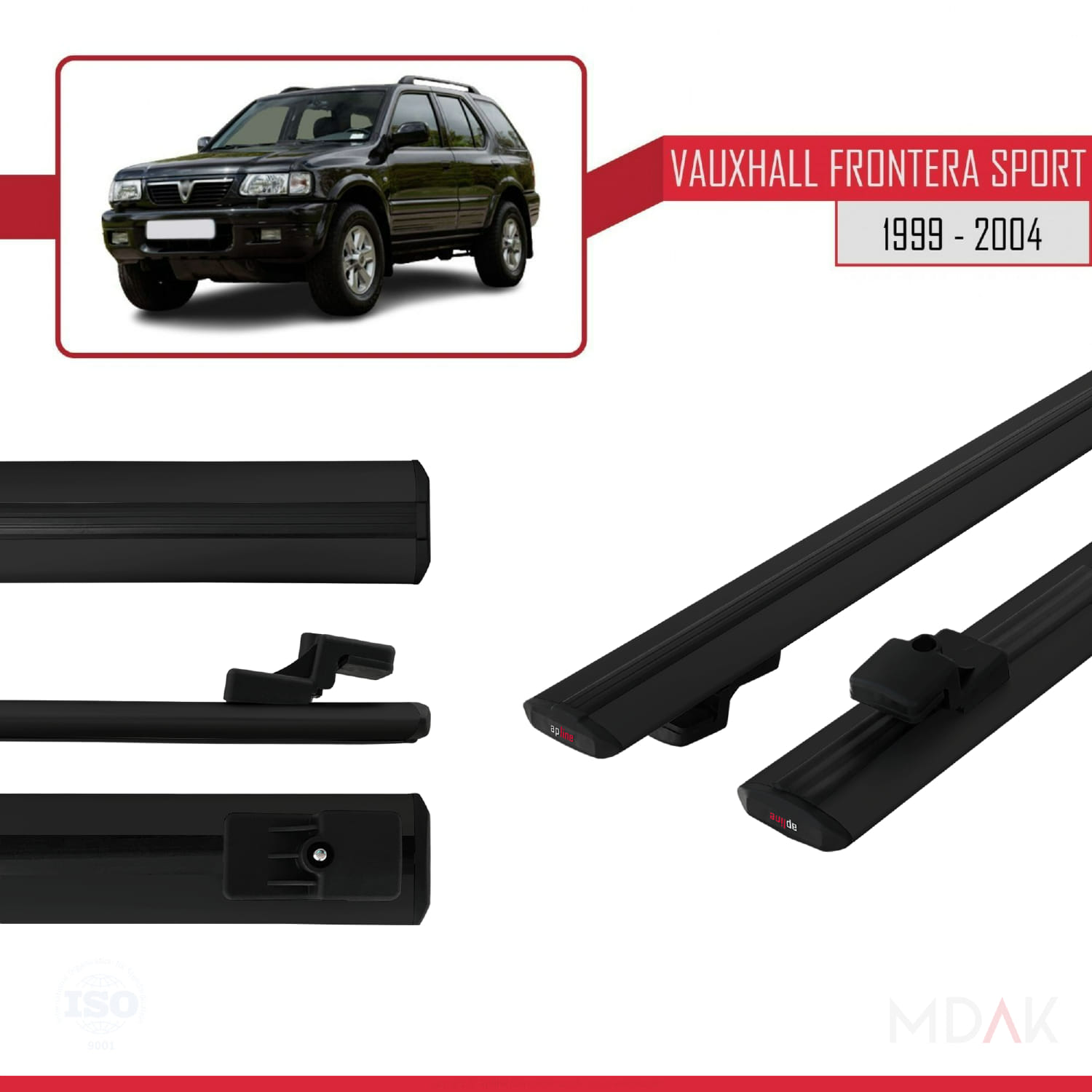 Vauxhall Frontera 2 Sport 1999-2004 Arası ile Uyumlu BASIC Model Ara Atkı Tavan Barı Siyah 2 Adet - Görsel 3