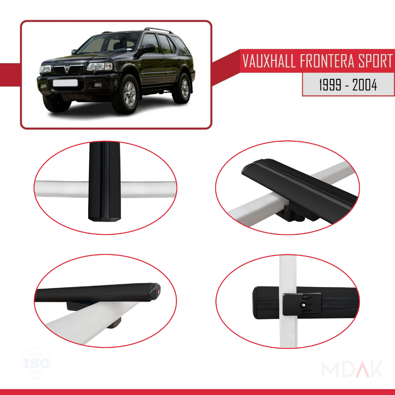 Vauxhall Frontera 2 Sport 1999-2004 Arası ile Uyumlu BASIC Model Ara Atkı Tavan Barı Siyah 2 Adet - Görsel 4